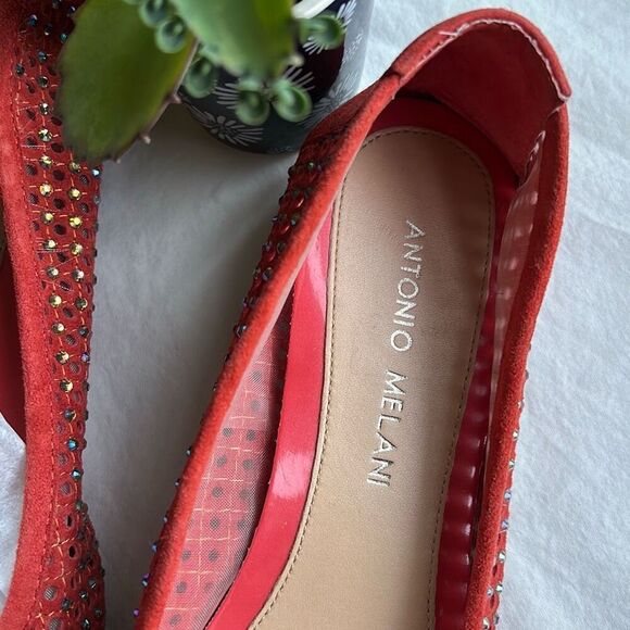 Antonio Melani Coral Suede Jeweled Ballet Flats 8.5 Slip On Bedazzled - Picture 3 of 8